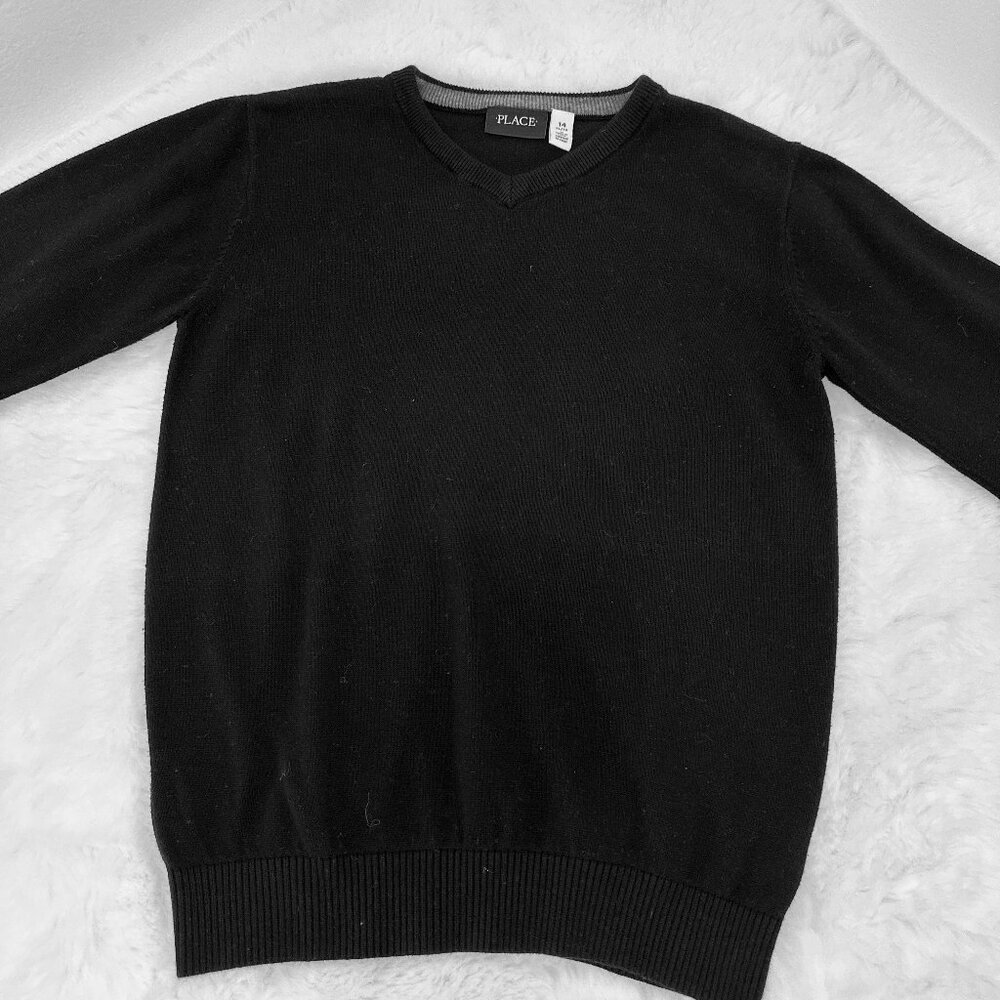 Children’s Place Boys Black V-Neck Sweater